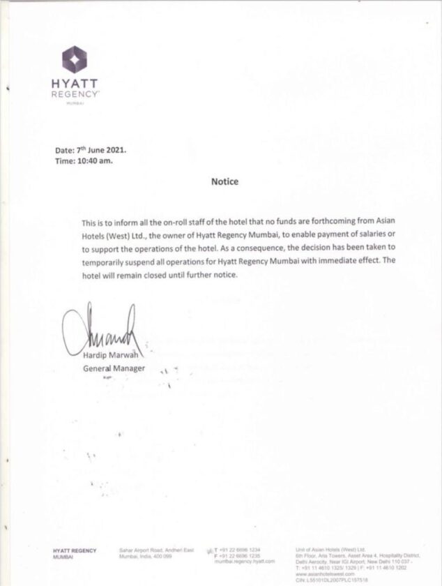 Hyatt Regency Hotel Mumbai Temporarily Shuts Down Due To Financial Crunch 1