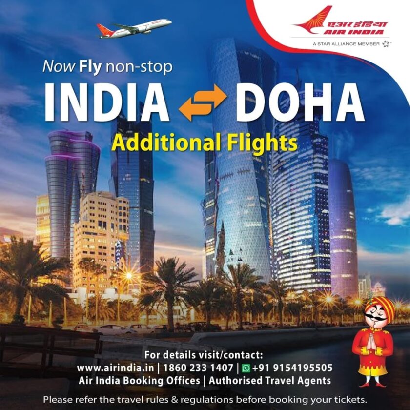 Air India Announced Additional Flights Between Qatar And India Till Oct 29 2